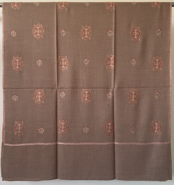 Butidar Sozni Hand Embroidered Natural Coloured Shawl - Image 2